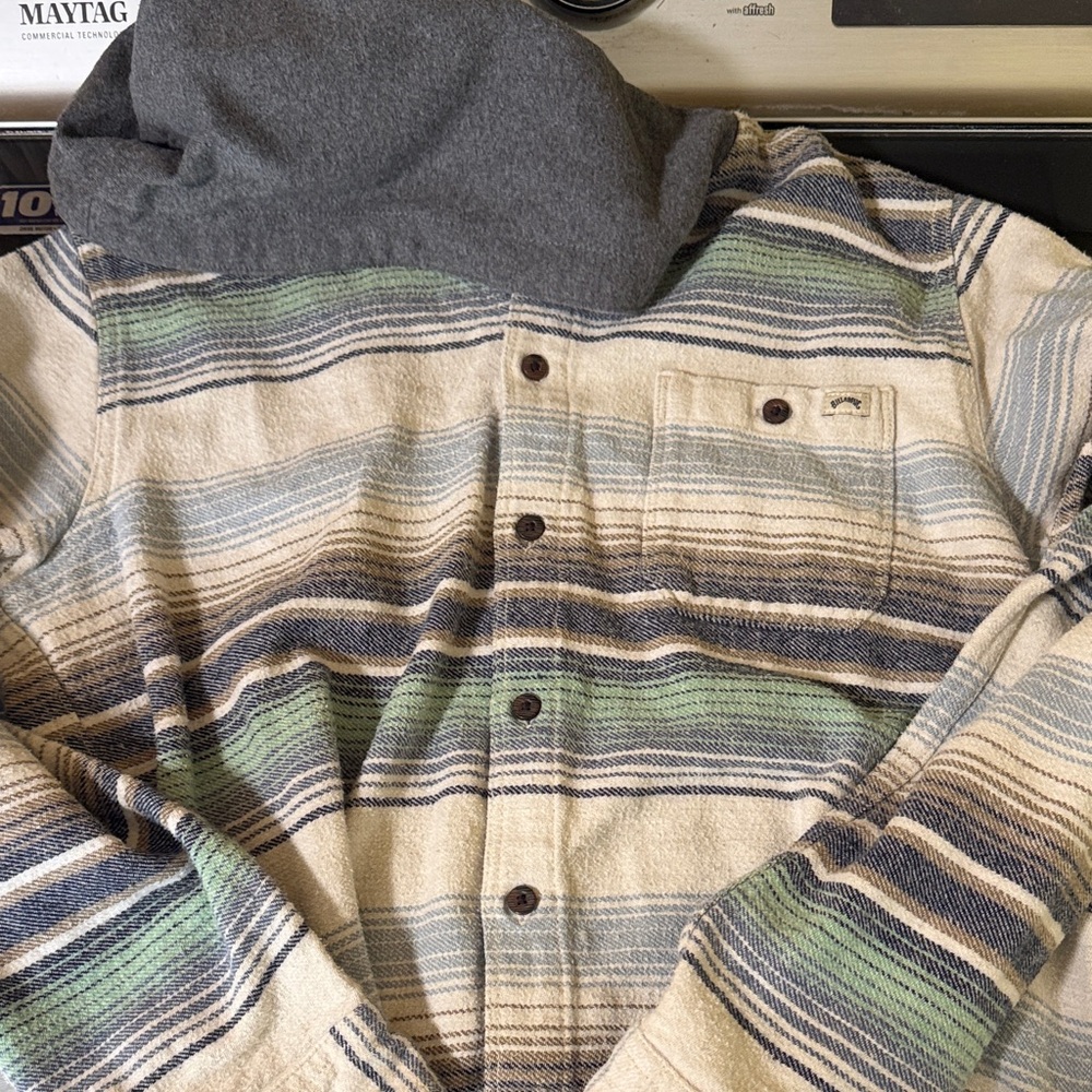 Billabong Multicolor Hooded Striped Shirt Jacket